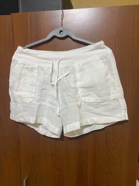 Hard Tail White High-Waist Drawstring Linen Shorts Large